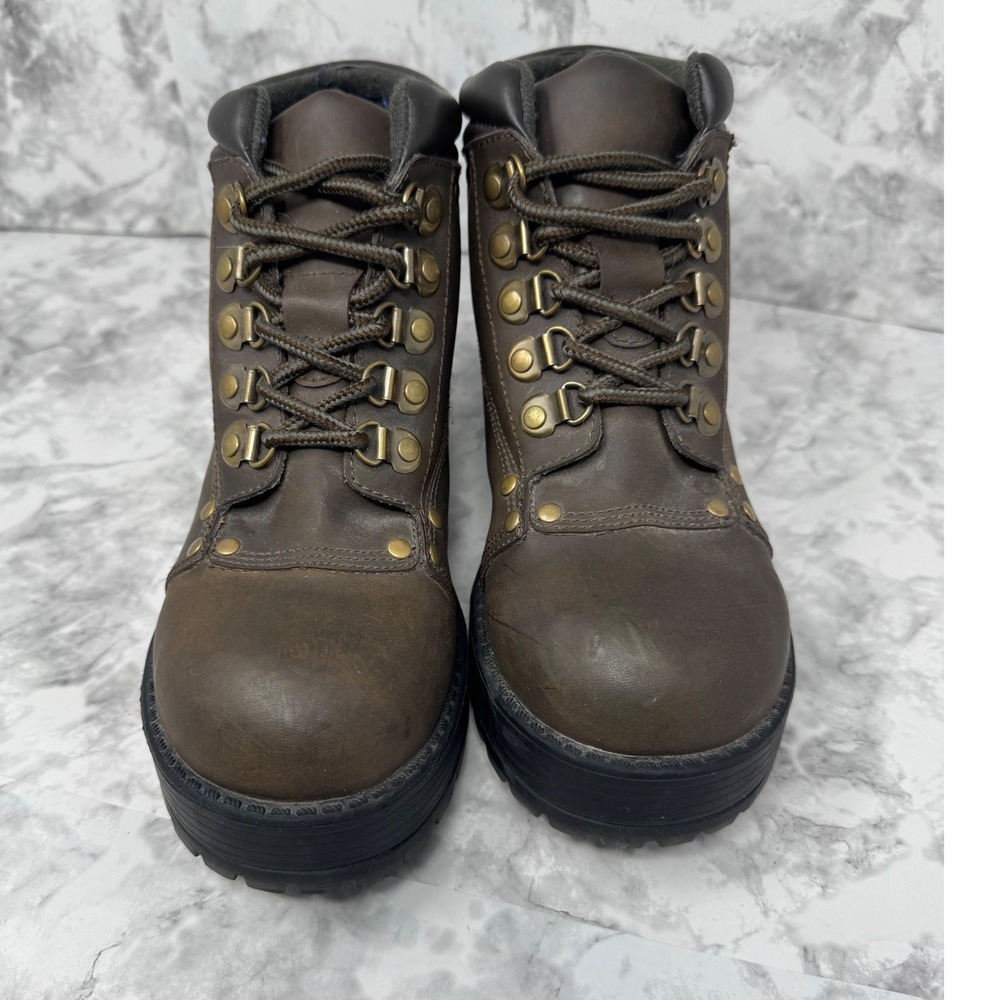 VTG 90s Fashion Bug 🤎Chunky Platform Boots Brown Hiker Grunge Y2K Gorpcore 8.5 - Picture 3 of 10